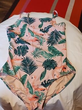 Old Navy Floral Tropical One-Piece Swimsuit - Pink & Green